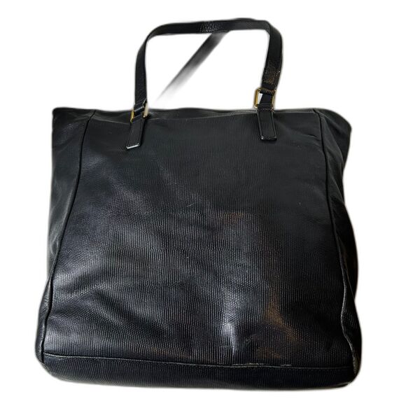 Marc By Marc Jacobs Black Reptile Textured Leather Dual Handle Tote Bag - Picture 4 of 13